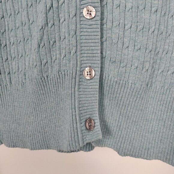 Dalia Women's Button Down Hooded Cardigan Sweater Blue Size Medium 100% Cotton - Picture 2 of 7